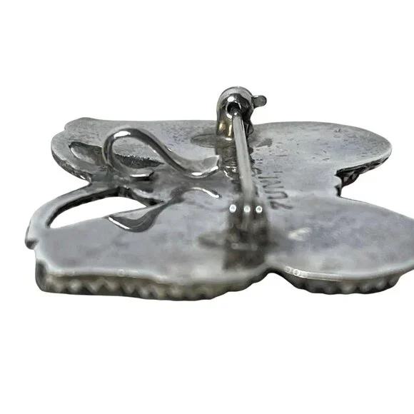 Zuni Native American Inlay Gemstones Butterfly Pin Brooch Pendant Signed Silver - Picture 9 of 13